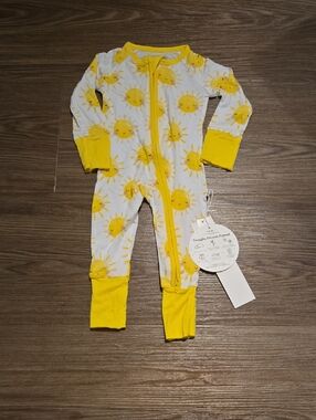Little Sleepies Yellow Sun Print One-Piece Footie Pajamas